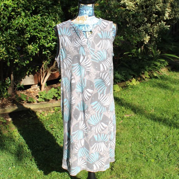 Sun Moda Casual Dress with Fish Design Size Small - Picture 1 of 5